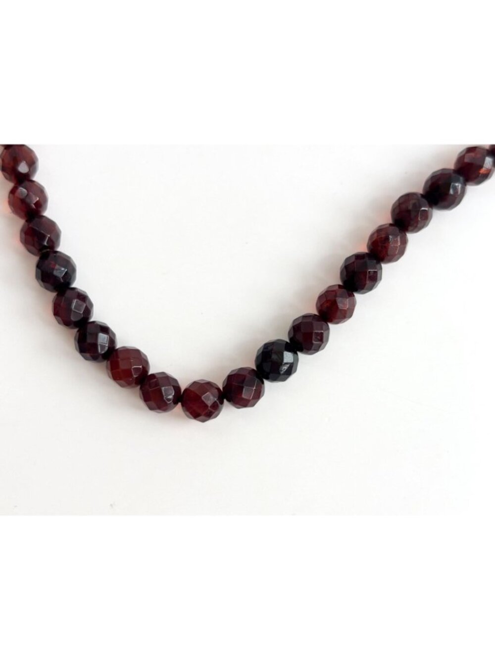 Round Faceted Round Amber Stone Vintage Art Deco Necklace - 17" - Picture 3 of 12